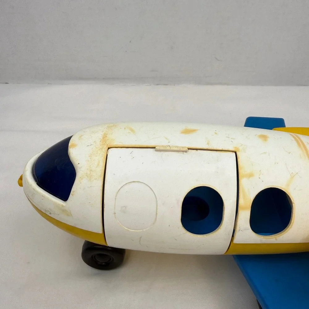 Vintage 1981 Fisher-Price Little People Jet Airplane 933 Yellow White Blue